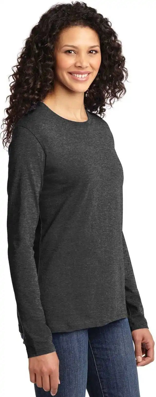 Port & Company Lpc54ls Ladies Long Sleeve Core Cotton Tee Dark Heather Gray