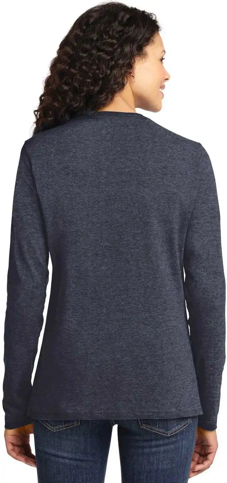 Port & Company Lpc54ls Ladies Long Sleeve Core Cotton Tee - Heather Navy