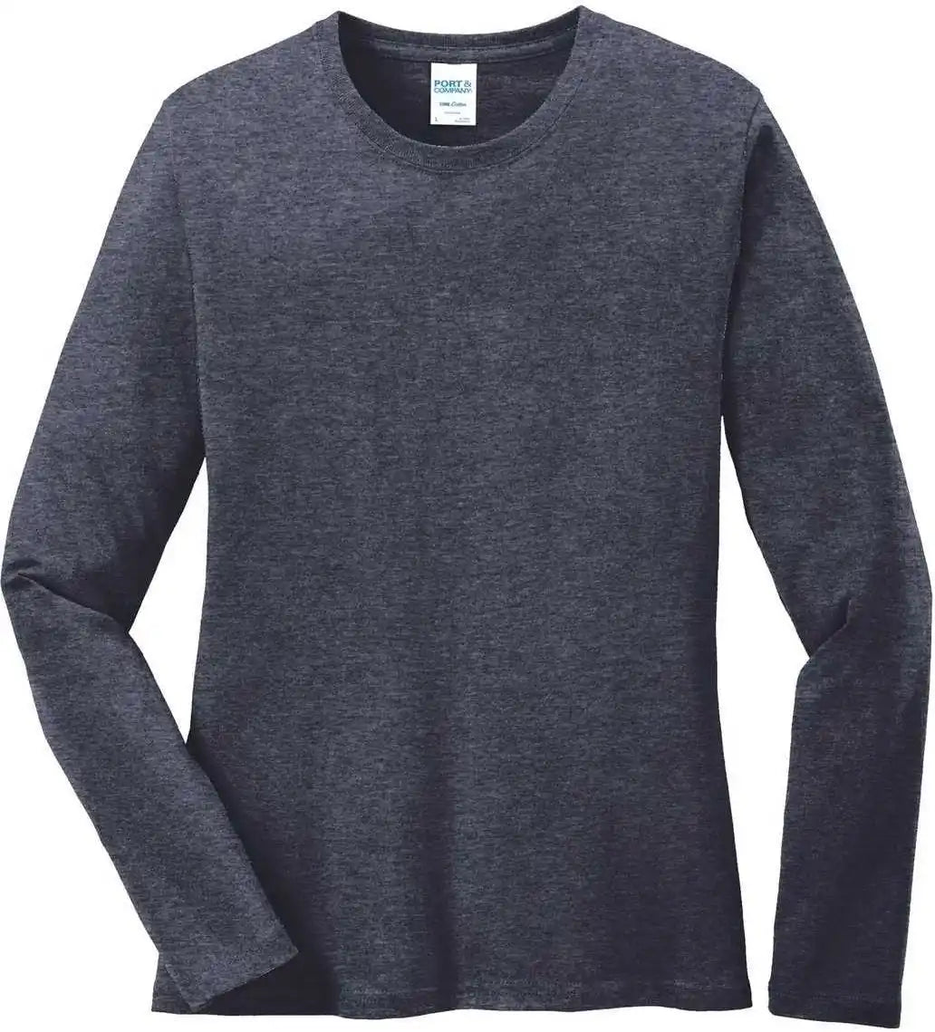 Port & Company Lpc54ls Ladies Long Sleeve Core Cotton Tee - Heather Navy