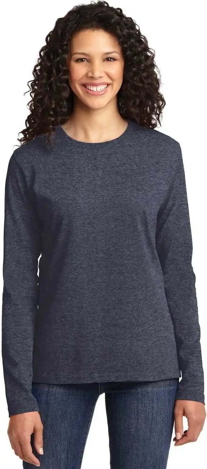 Port & Company Lpc54ls Ladies Long Sleeve Core Cotton Tee - Heather Navy
