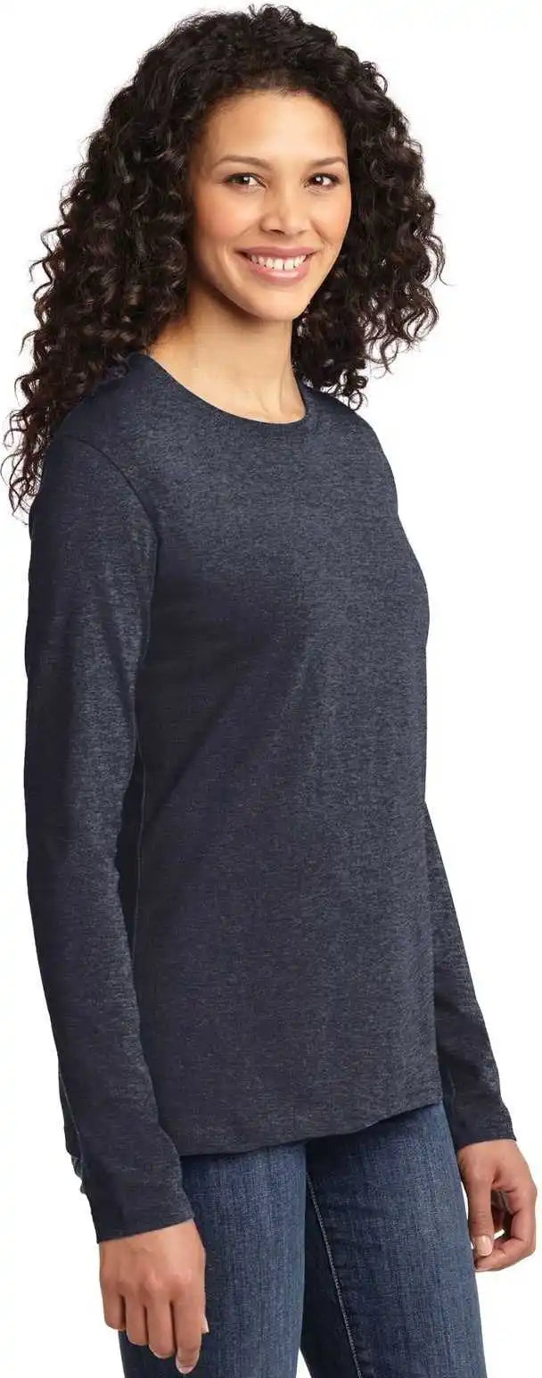 Port & Company Lpc54ls Ladies Long Sleeve Core Cotton Tee - Heather Navy