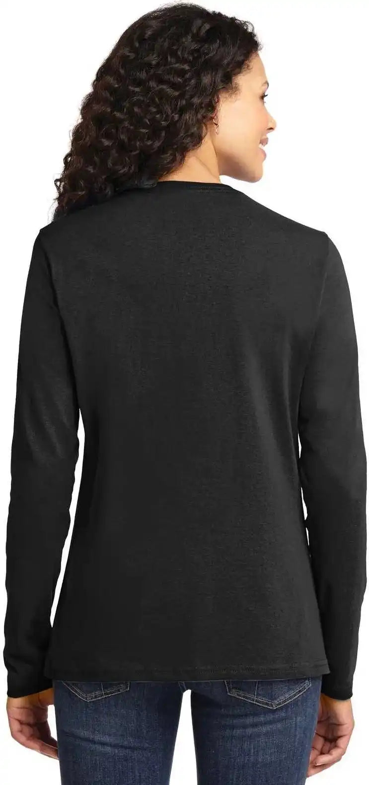 Port & Company Lpc54ls Ladies Long Sleeve Core Cotton Tee Jet Black