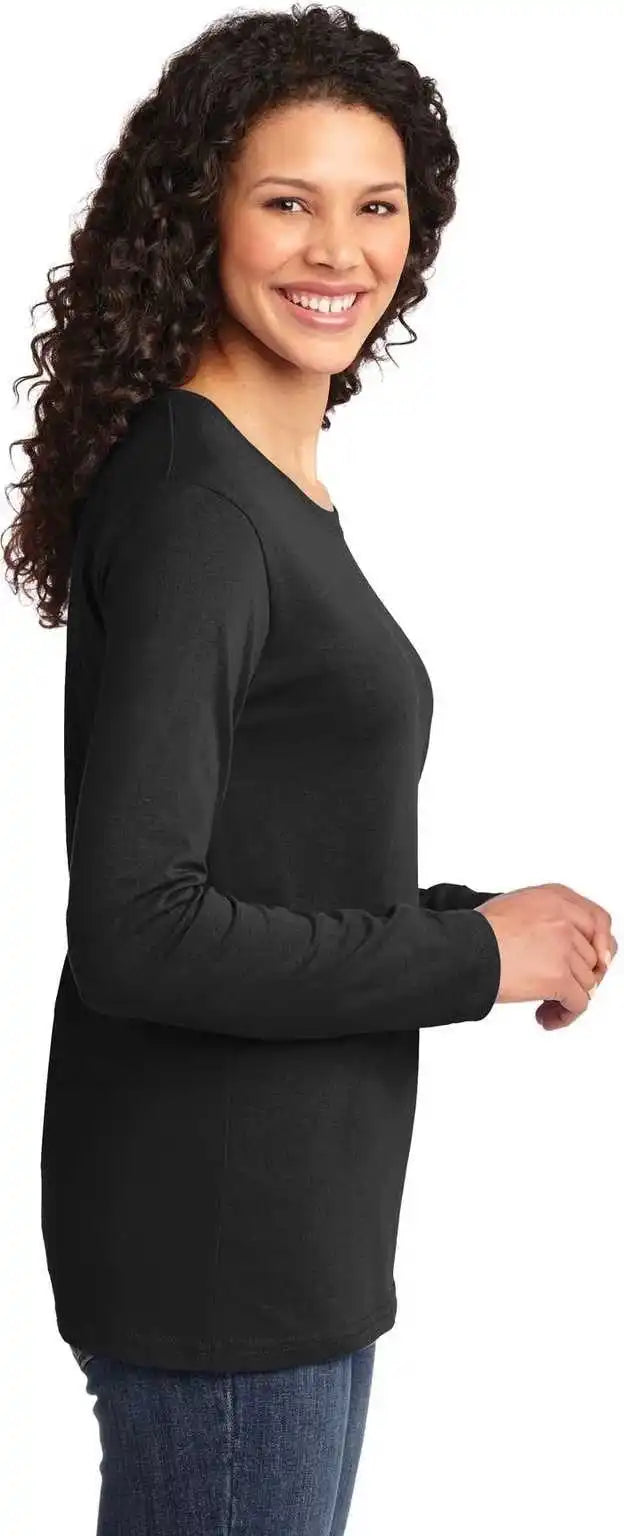Port & Company Lpc54ls Ladies Long Sleeve Core Cotton Tee Jet Black