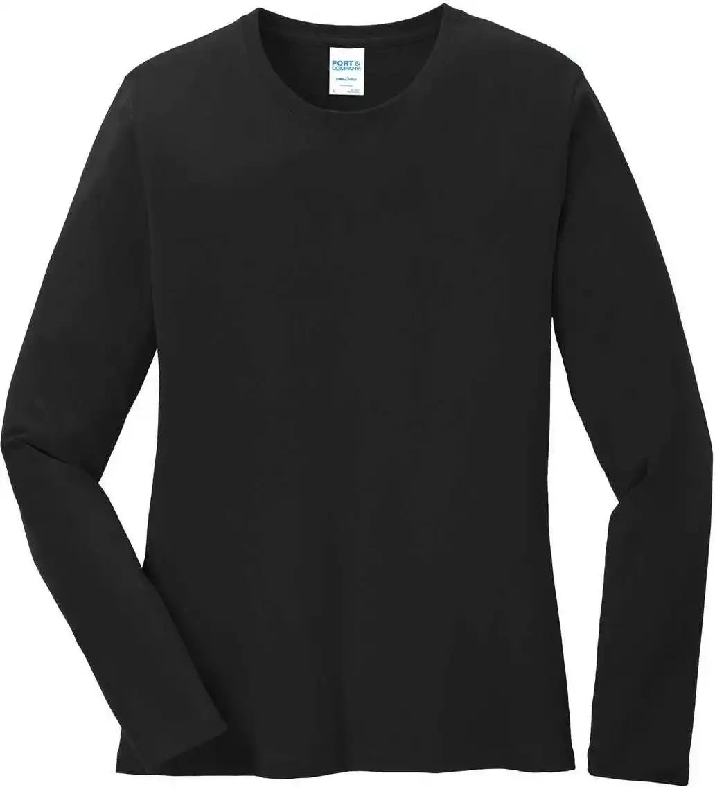 Port & Company Lpc54ls Ladies Long Sleeve Core Cotton Tee Jet Black
