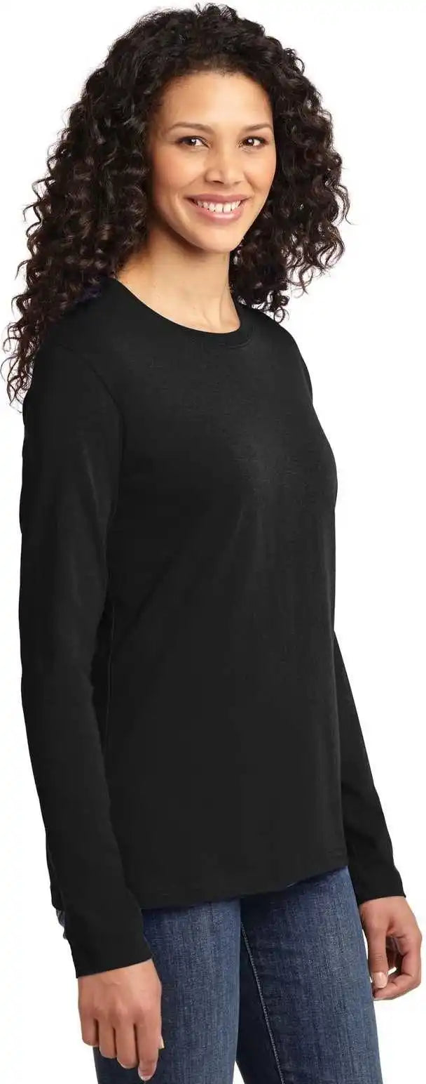 Port & Company Lpc54ls Ladies Long Sleeve Core Cotton Tee Jet Black