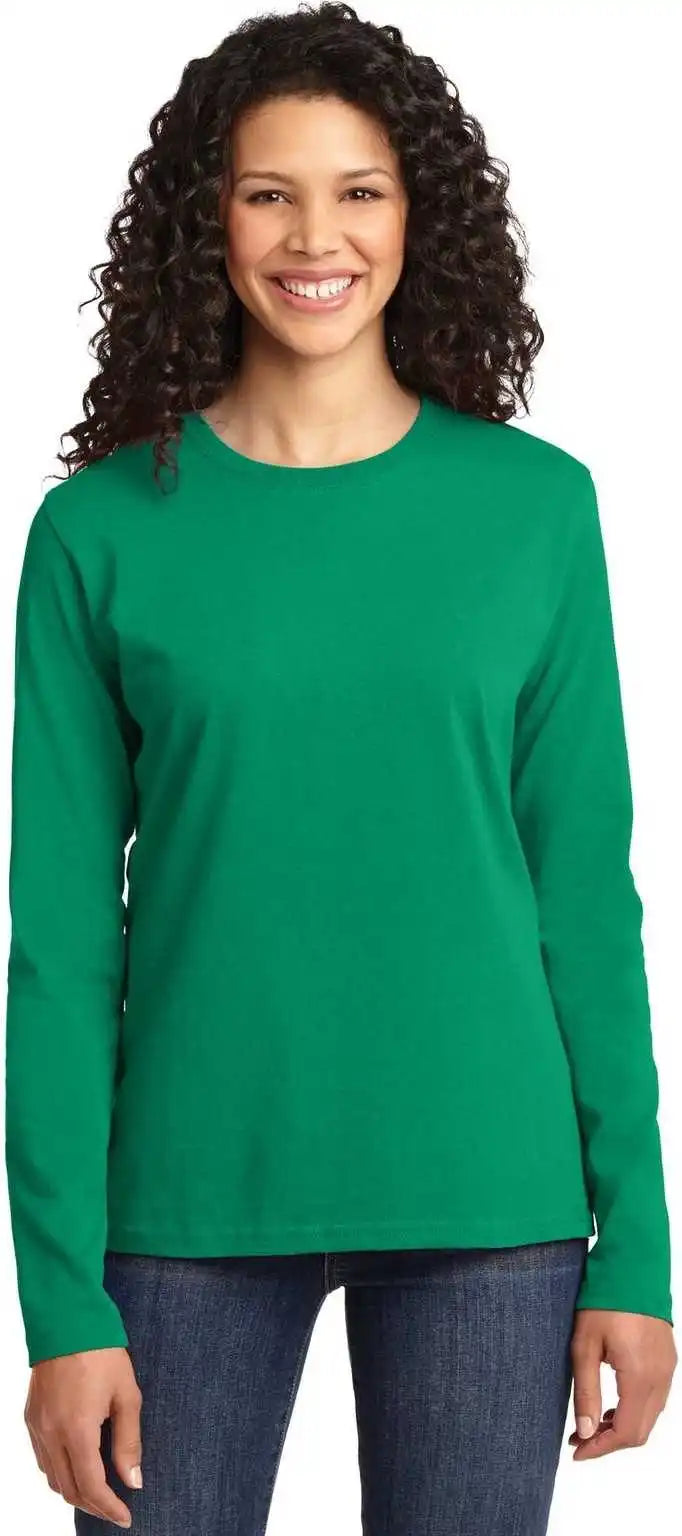 Port & Company Lpc54ls Ladies Long Sleeve Core Cotton Tee Kelly