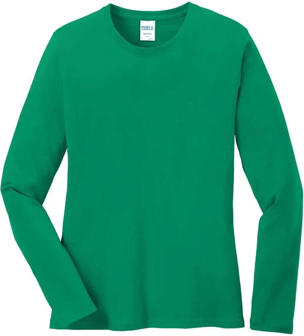 Port & Company Lpc54ls Ladies Long Sleeve Core Cotton Tee Kelly