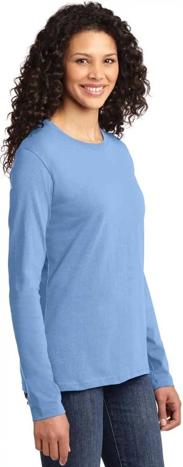 Port &amp; Company Lpc54ls Ladies Long Sleeve Core Cotton Tee - Light Blue