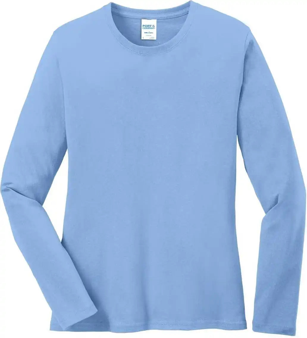 Port &amp; Company Lpc54ls Ladies Long Sleeve Core Cotton Tee - Light Blue
