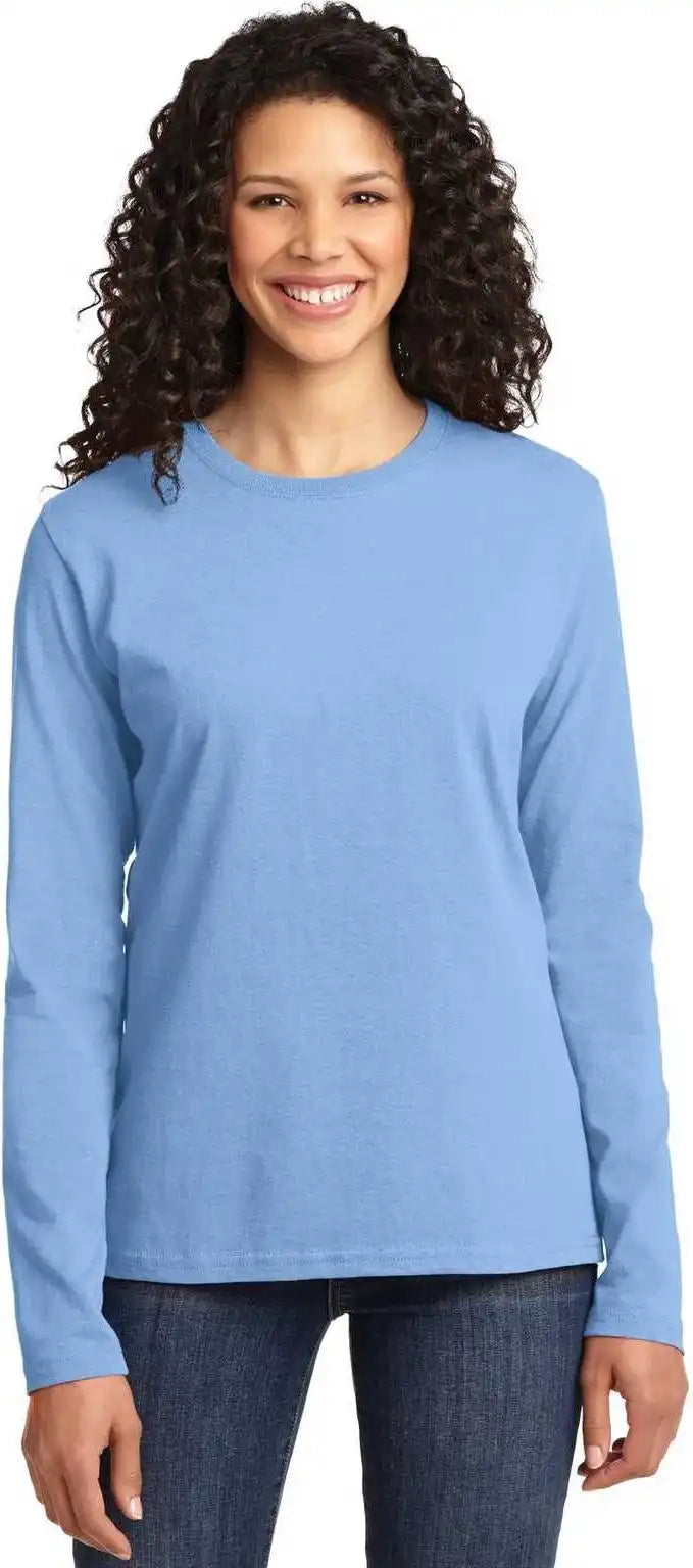 Port & Company Lpc54ls Ladies Long Sleeve Core Cotton Tee - Light Blue