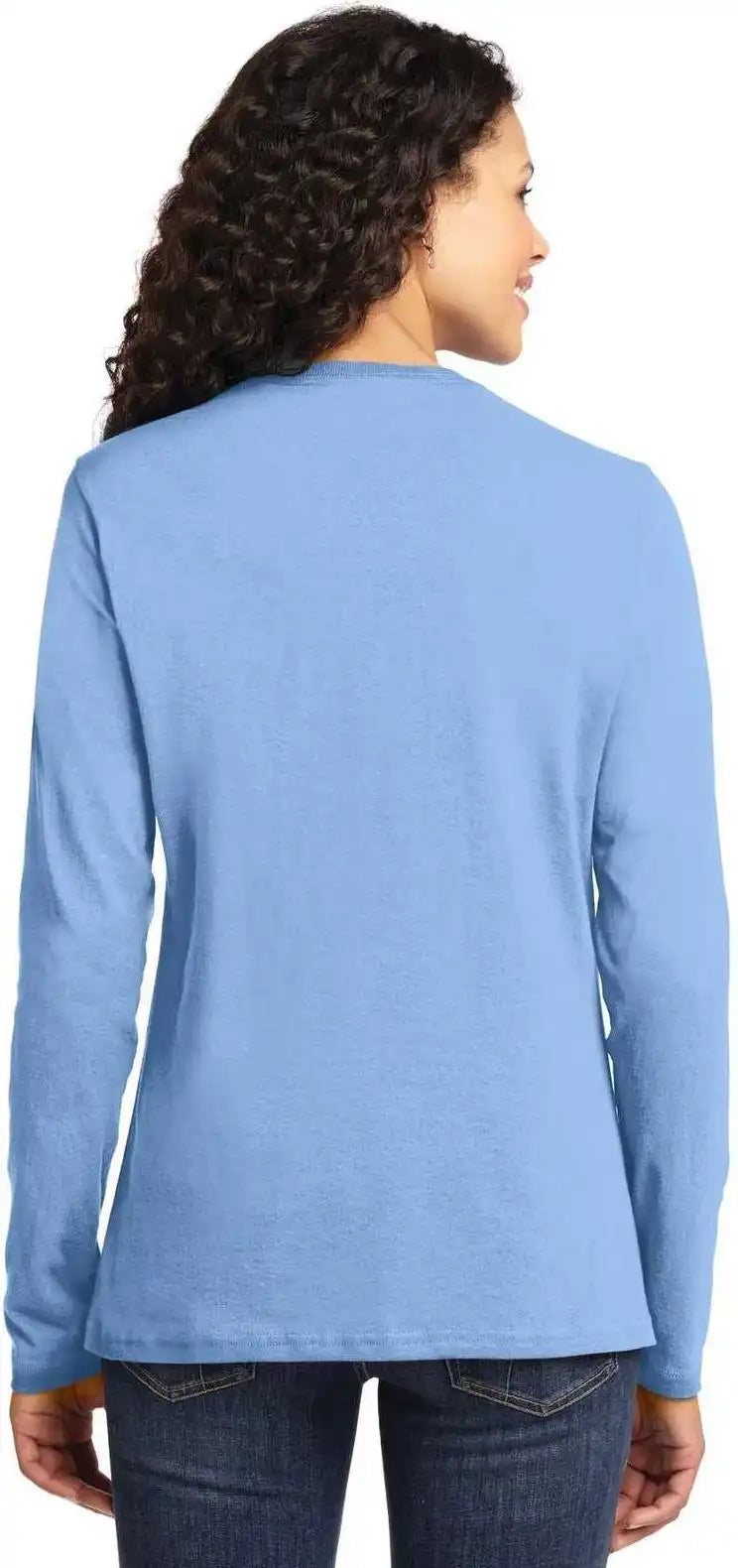 Port &amp; Company Lpc54ls Ladies Long Sleeve Core Cotton Tee - Light Blue