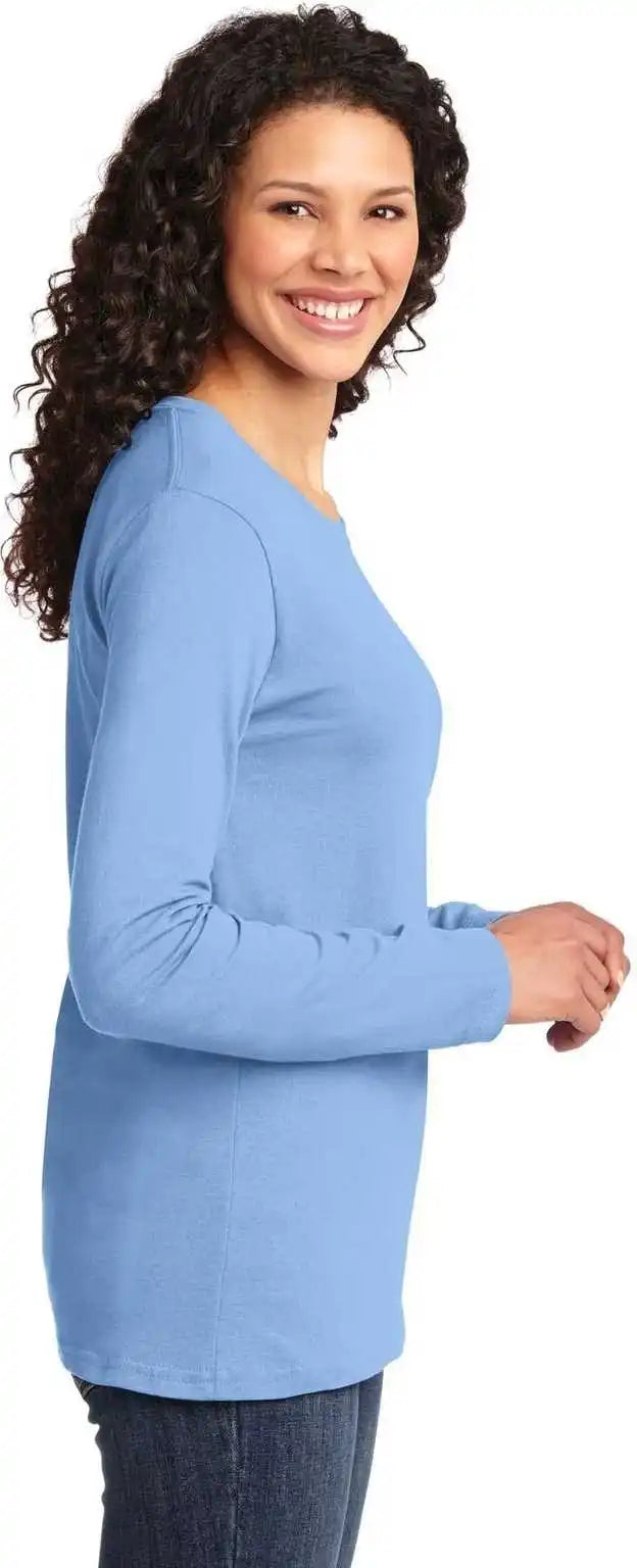 Port &amp; Company Lpc54ls Ladies Long Sleeve Core Cotton Tee - Light Blue