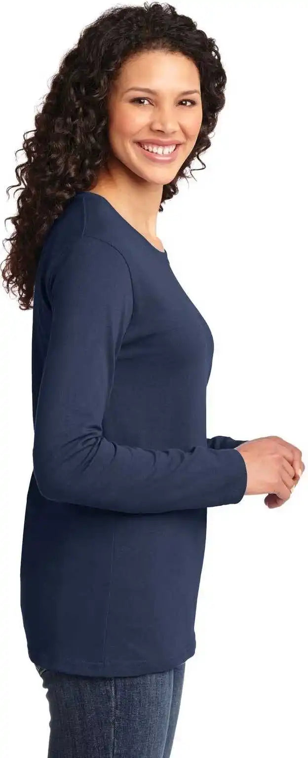 Port &amp; Company Lpc54ls Ladies Long Sleeve Core Cotton Tee Navy