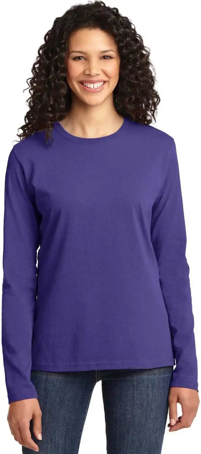 Port & Company Lpc54ls Ladies Long Sleeve Core Cotton Tee Purple
