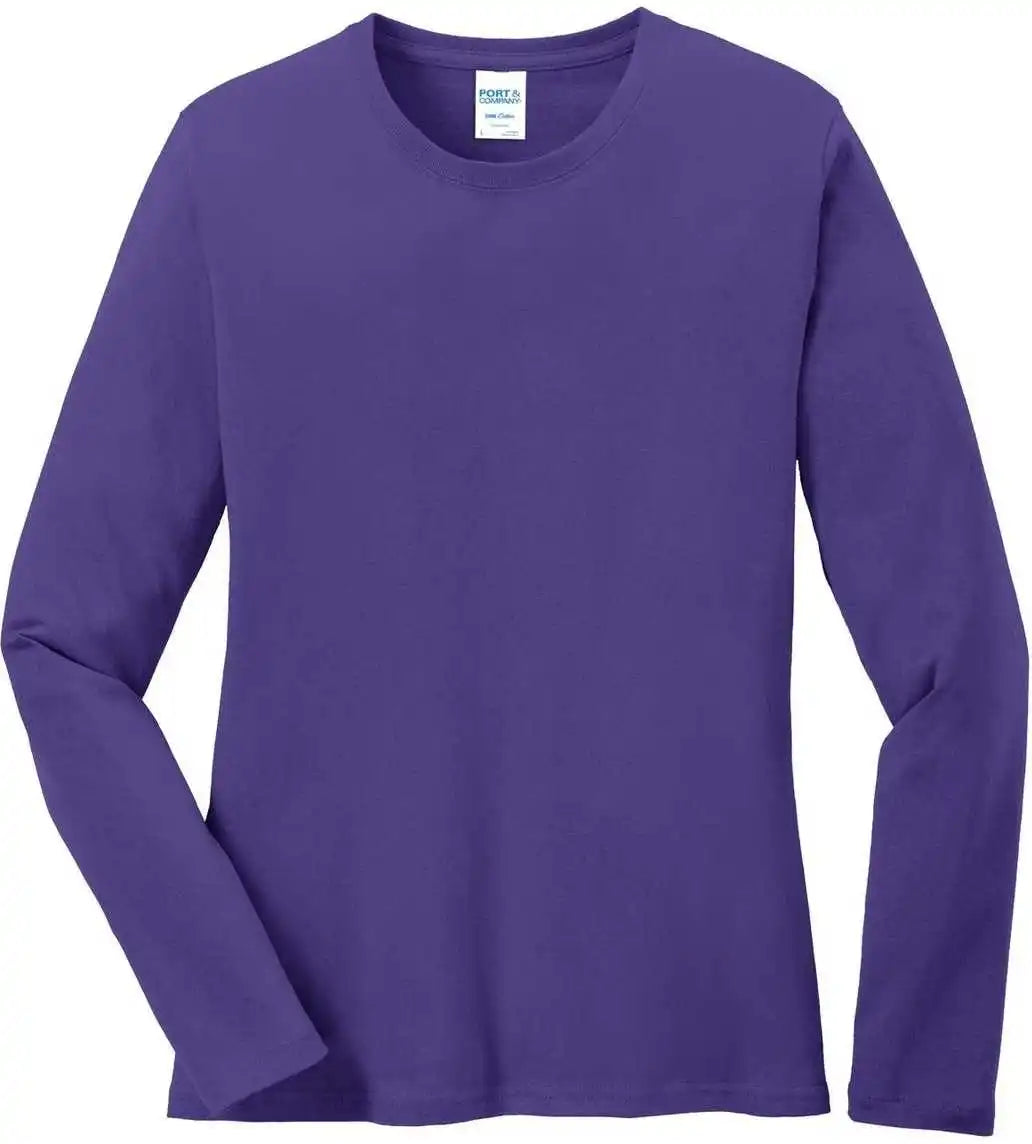 Port & Company Lpc54ls Ladies Long Sleeve Core Cotton Tee - Purple
