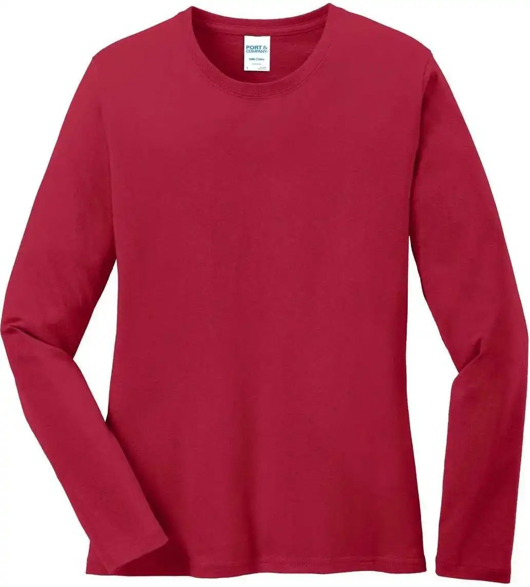 Port & Company Lpc54ls Ladies Long Sleeve Core Cotton Tee - Red