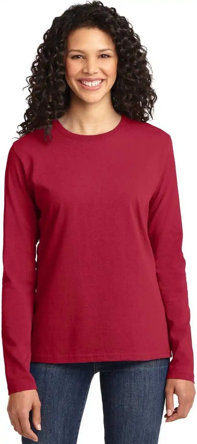 Port & Company Lpc54ls Ladies Long Sleeve Core Cotton Tee Red