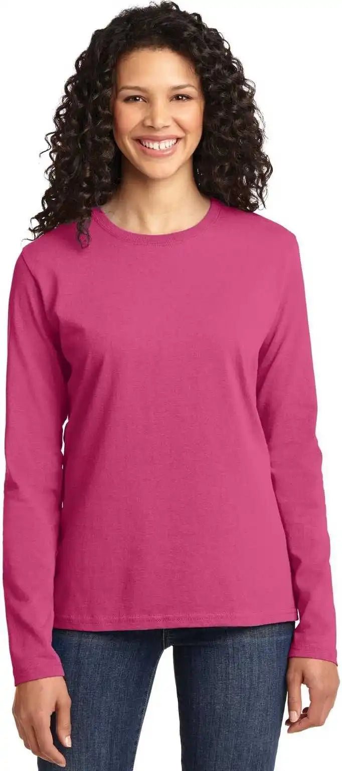 Port &amp; Company Lpc54ls Ladies Long Sleeve Core Cotton Tee Sangria
