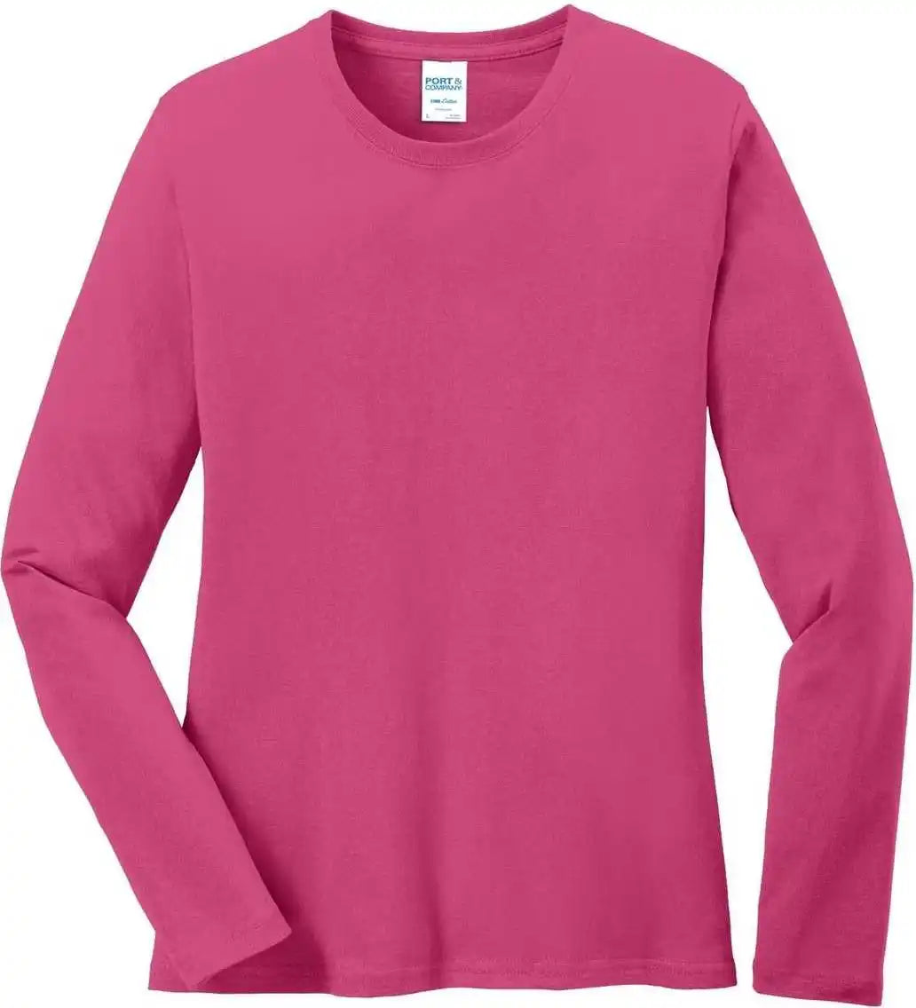 Port &amp; Company Lpc54ls Ladies Long Sleeve Core Cotton Tee Sangria