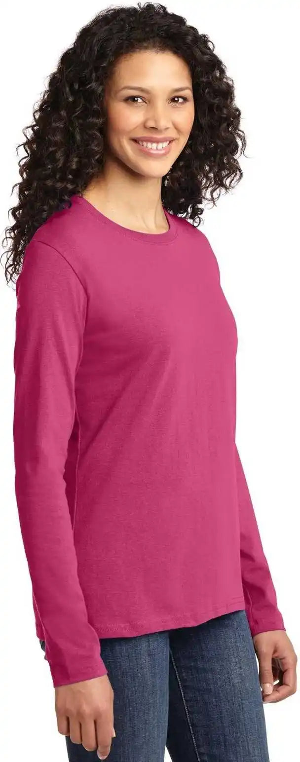 Port &amp; Company Lpc54ls Ladies Long Sleeve Core Cotton Tee Sangria