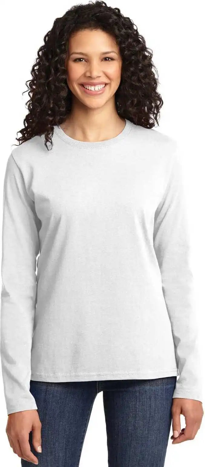 Port & Company Lpc54ls Ladies Long Sleeve Core Cotton Tee White