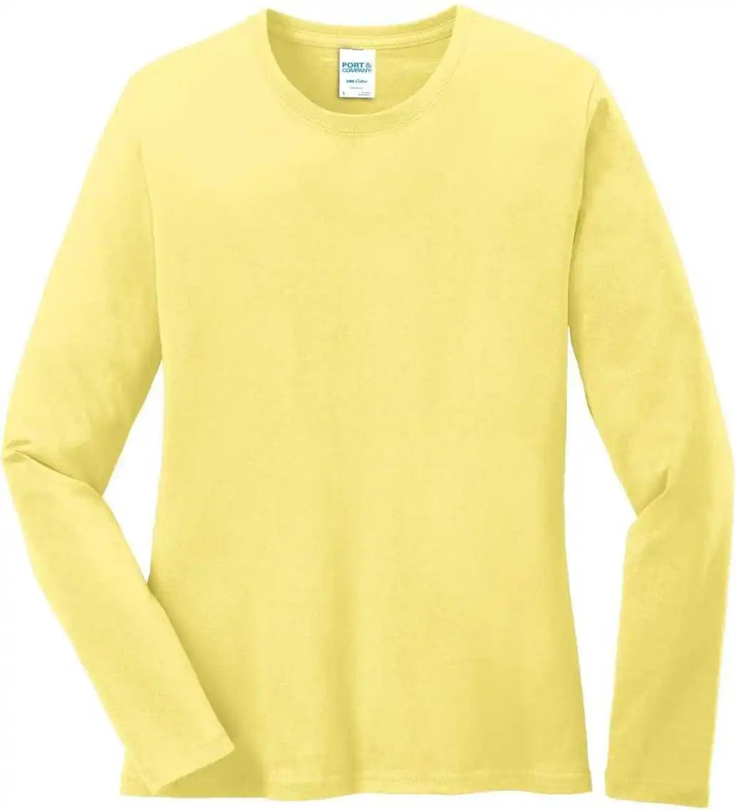 Port &amp; Company Lpc54ls Ladies Long Sleeve Core Cotton Tee - Yellow