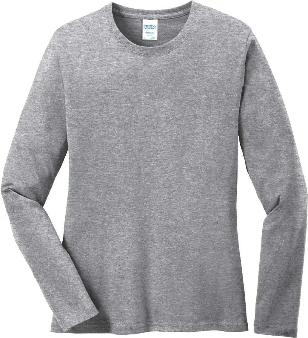 Port & Company Lpc54ls Women’s Long Sleeve Core Cotton Tee - Athletic Heather