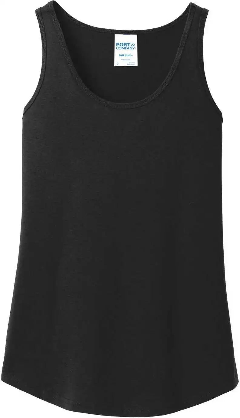Port &amp; Company Lpc54tt Ladies Core Cotton Tank Top Jet Black