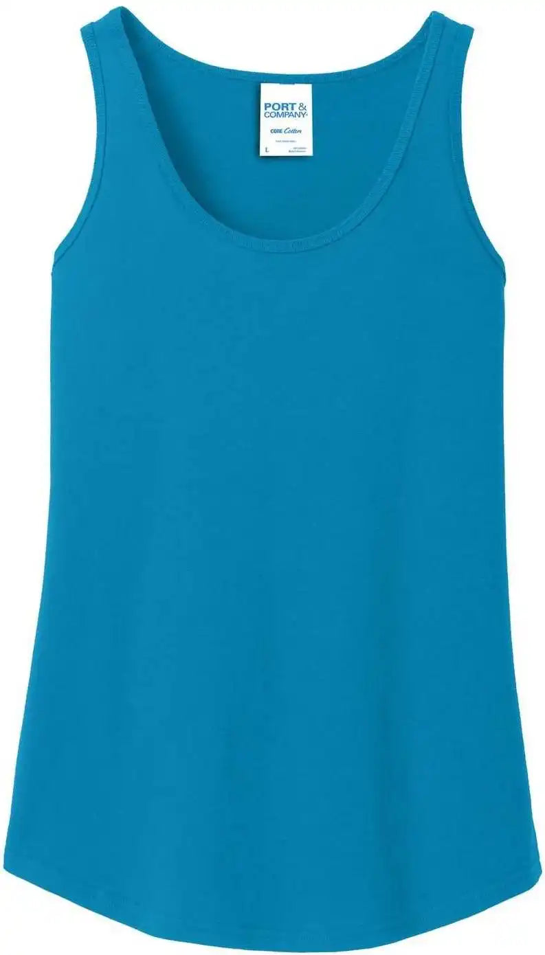 Port &amp; Company Lpc54tt Ladies Core Cotton Tank Top Neon Blue