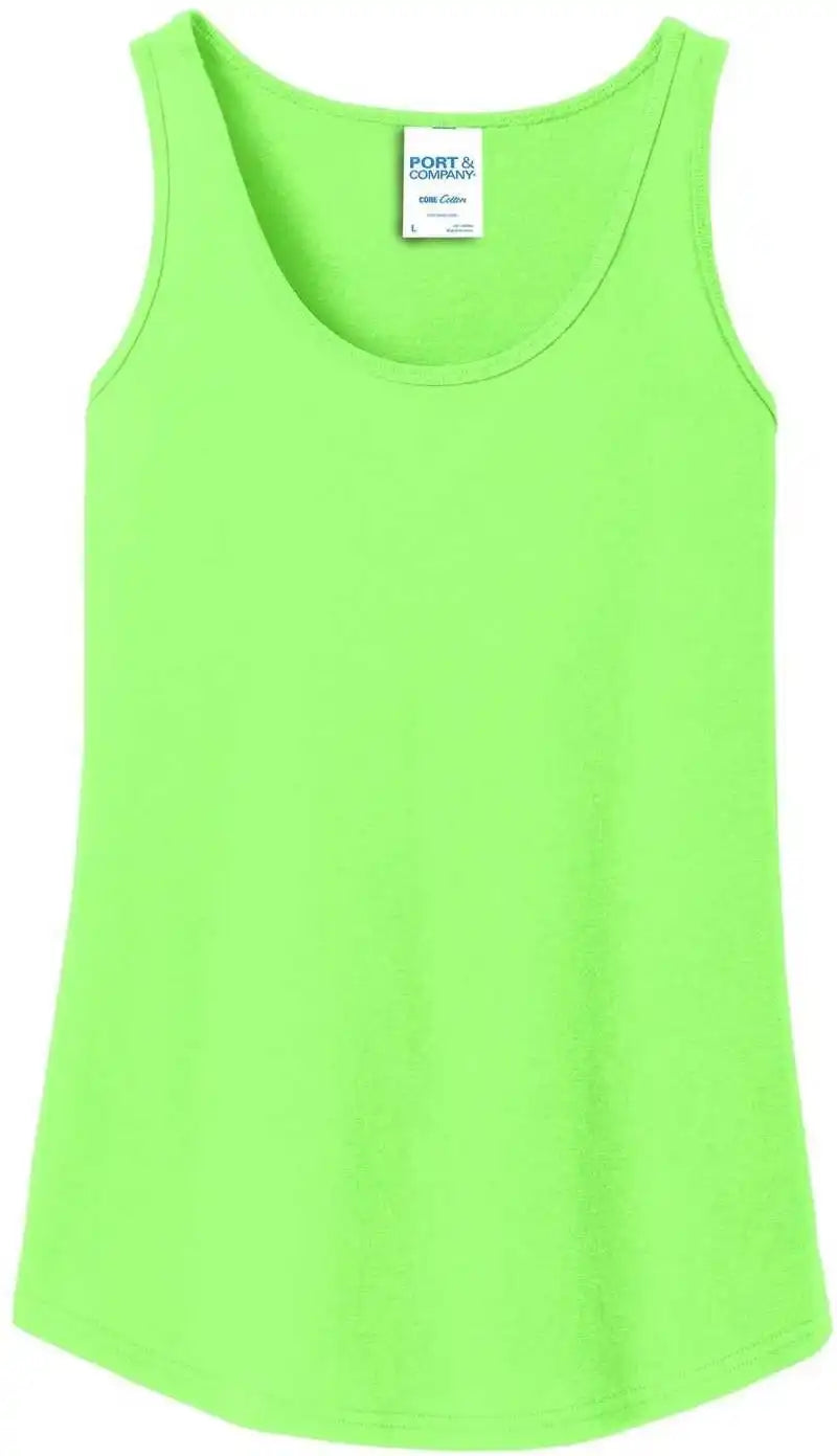 Port &amp; Company Lpc54tt Ladies Core Cotton Tank Top Neon Green