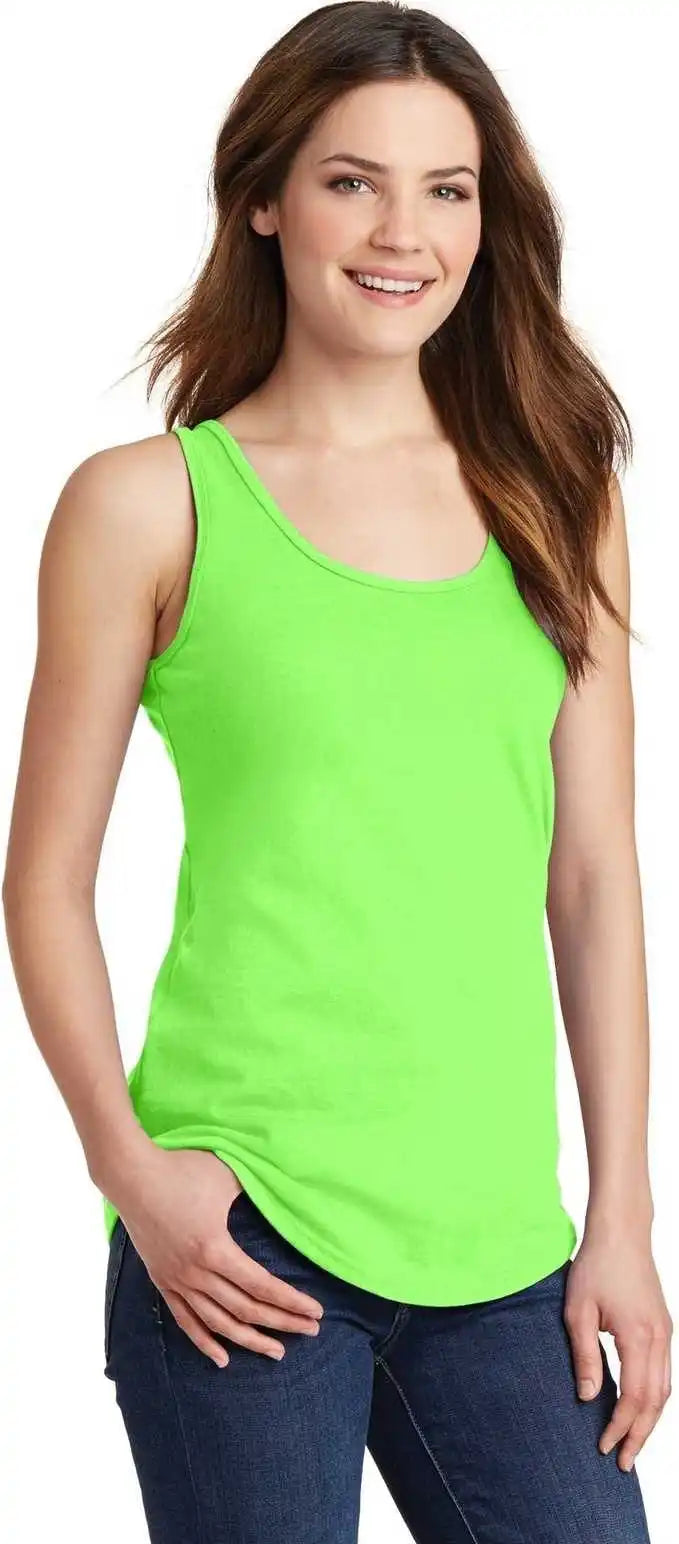 Port &amp; Company Lpc54tt Ladies Core Cotton Tank Top Neon Green