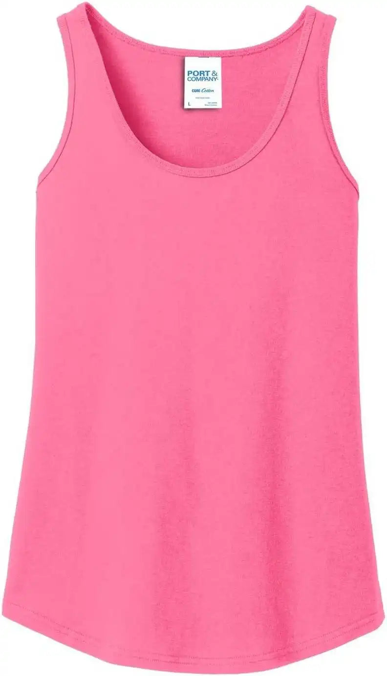 Port & Company Lpc54tt Ladies Core Cotton Tank Top - Neon Pink