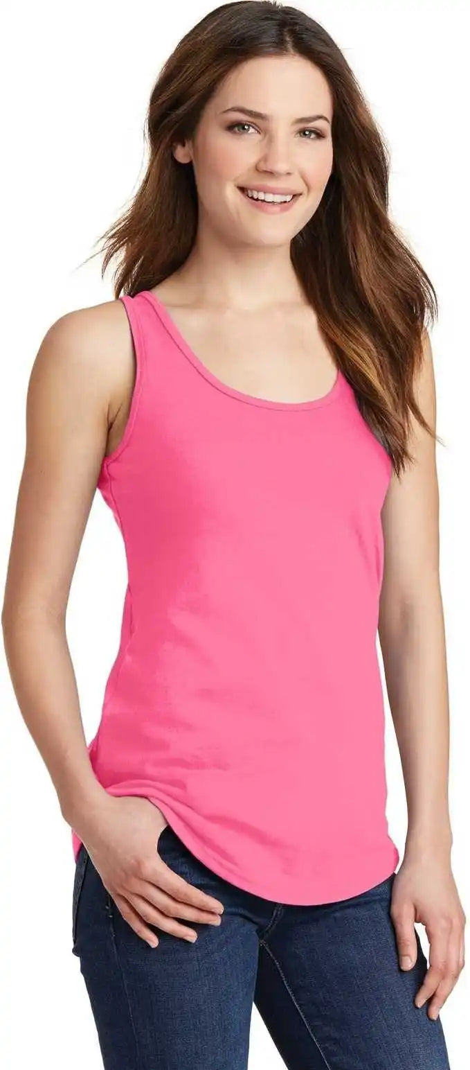 Port & Company Lpc54tt Ladies Core Cotton Tank Top - Neon Pink