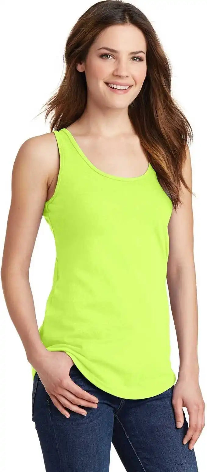 Port &amp; Company Lpc54tt Ladies Core Cotton Tank Top Neon Yellow
