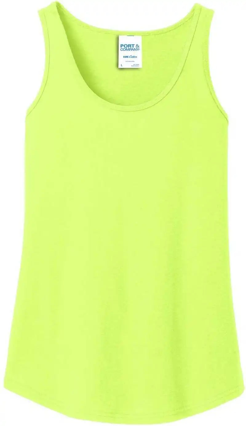 Port &amp; Company Lpc54tt Ladies Core Cotton Tank Top Neon Yellow