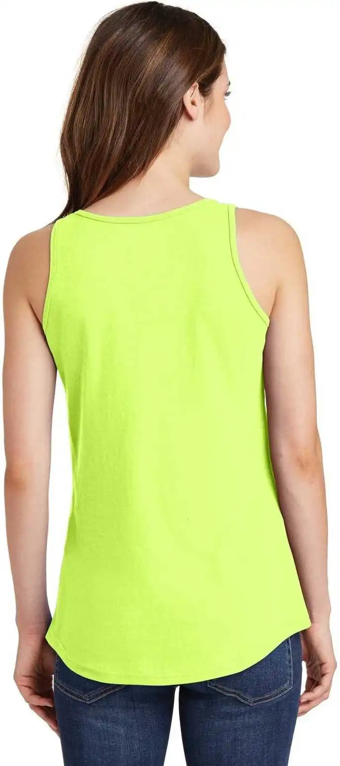 Port &amp; Company Lpc54tt Ladies Core Cotton Tank Top Neon Yellow