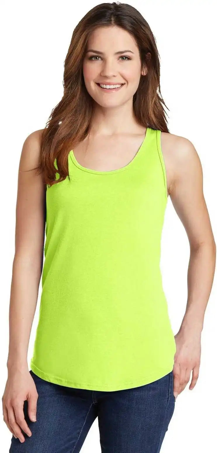 Port &amp; Company Lpc54tt Ladies Core Cotton Tank Top Neon Yellow