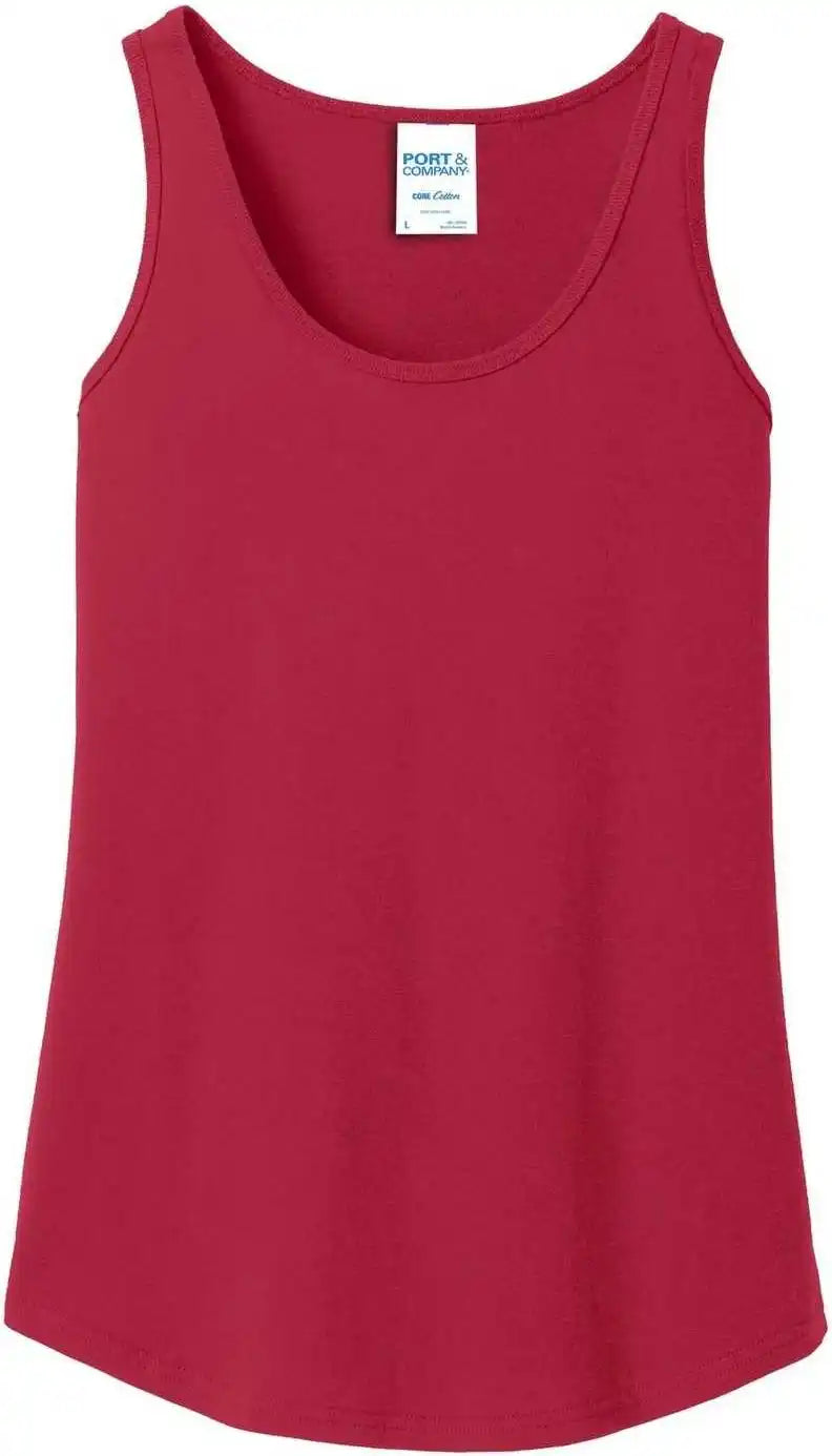 Port &amp; Company Lpc54tt Ladies Core Cotton Tank Top Red