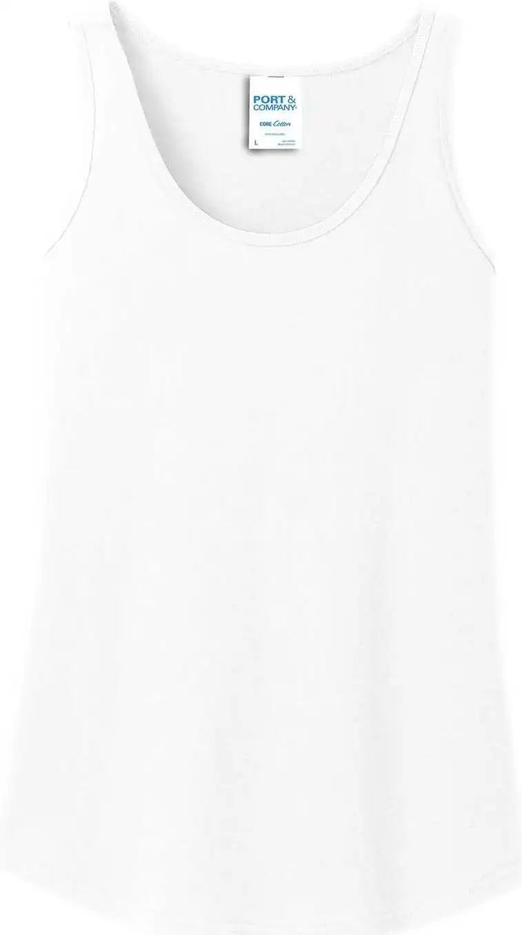 Port &amp; Company Lpc54tt Ladies Core Cotton Tank Top White