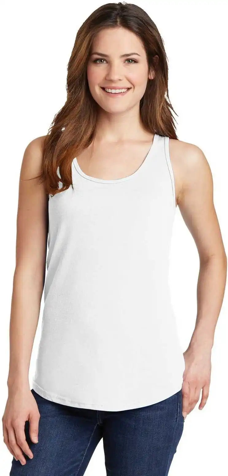 Port &amp; Company Lpc54tt Ladies Core Cotton Tank Top White