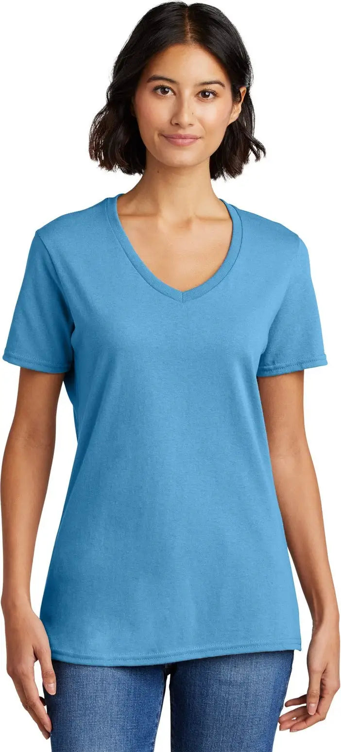 Port & Company Lpc54v co Women’s Core Cotton V-neck Tee - Aquatic Blue