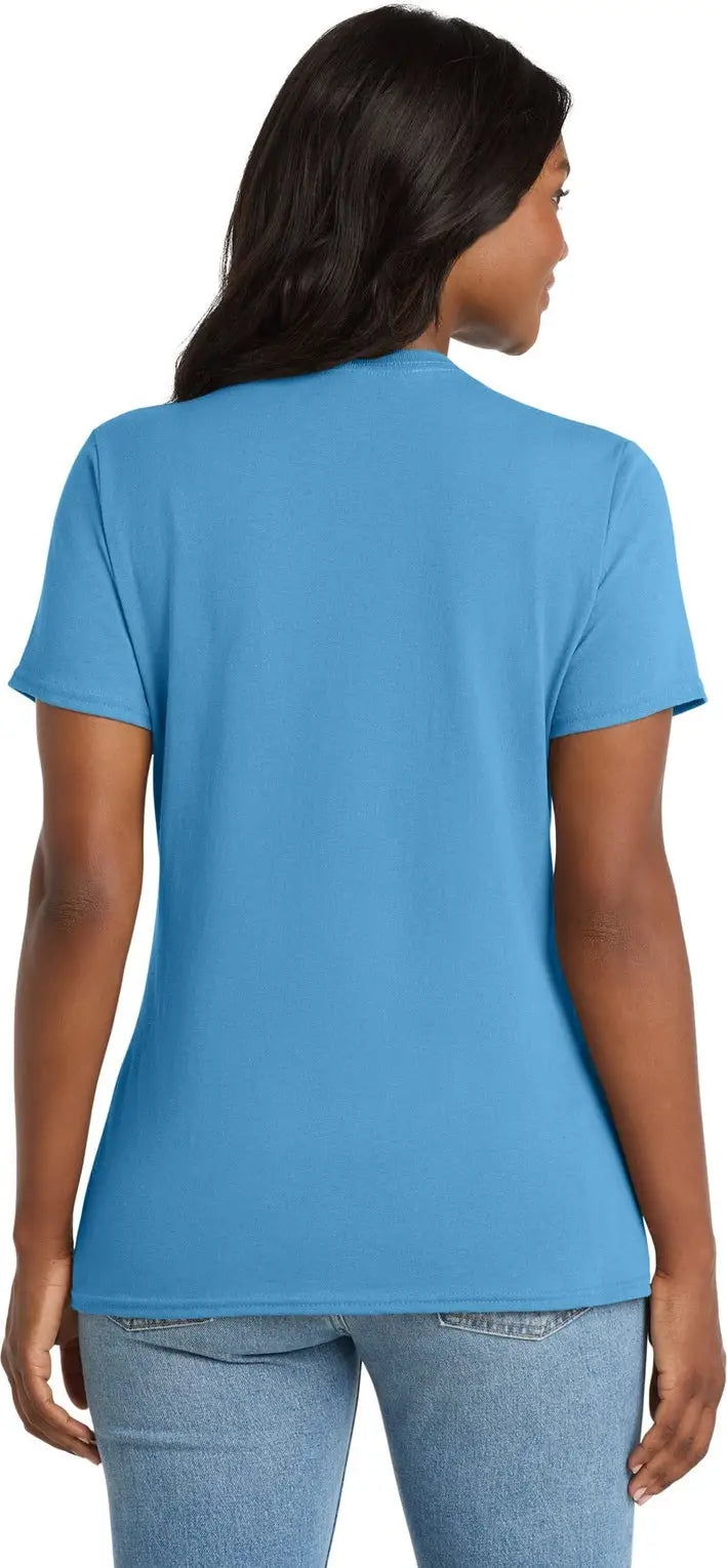 Port & Company Lpc54v co Women’s Core Cotton V-neck Tee - Aquatic Blue