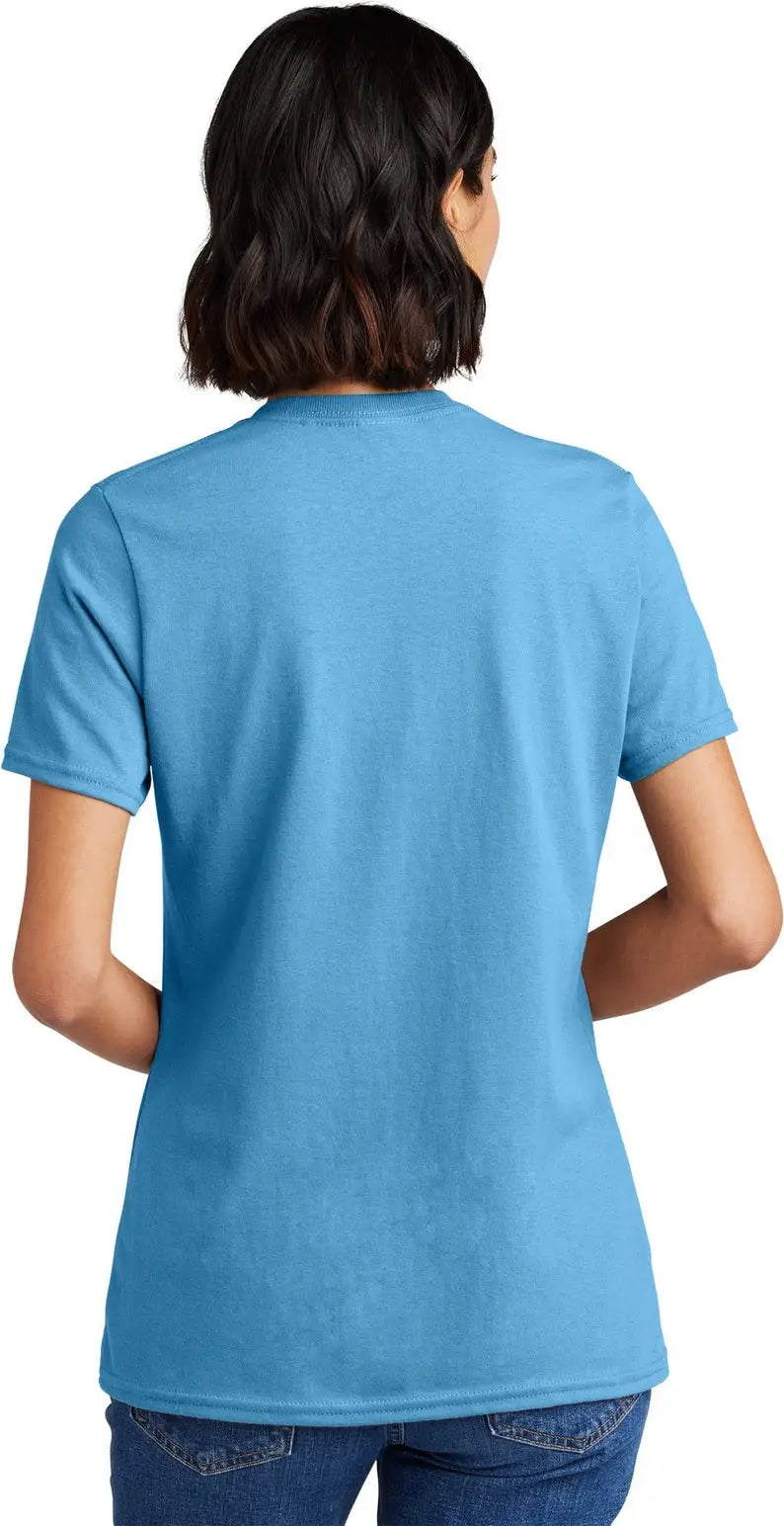 Port & Company Lpc54v co Women’s Core Cotton V-neck Tee - Aquatic Blue