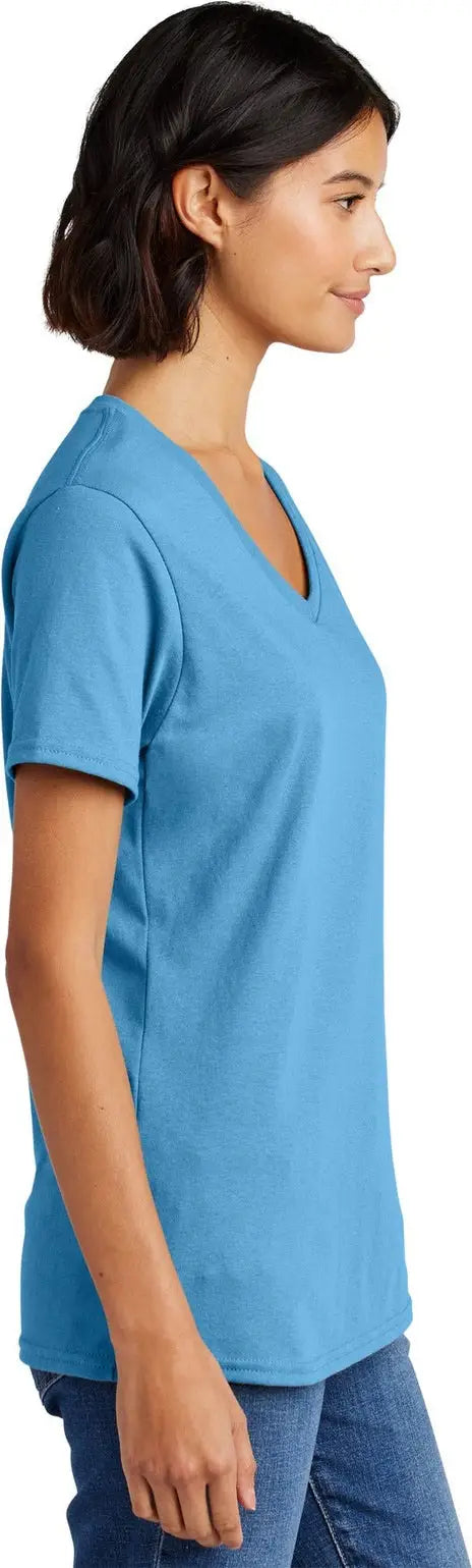 Port & Company Lpc54v co Women’s Core Cotton V-neck Tee - Aquatic Blue