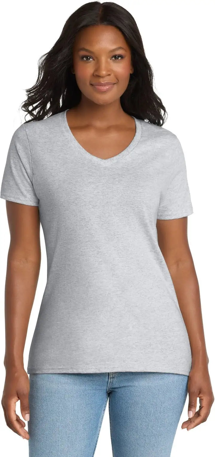Port & Company Lpc54v co Women’s Core Cotton V-neck Tee - Ash