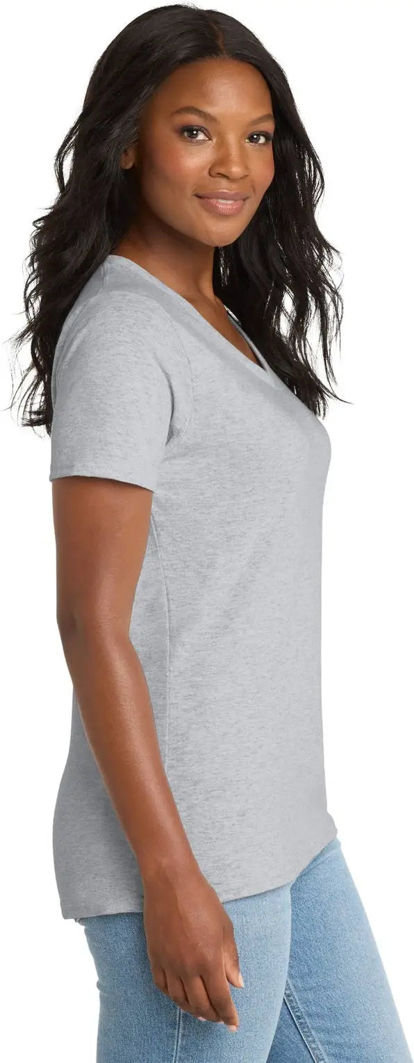 Port & Company Lpc54v co Women’s Core Cotton V-neck Tee - Ash