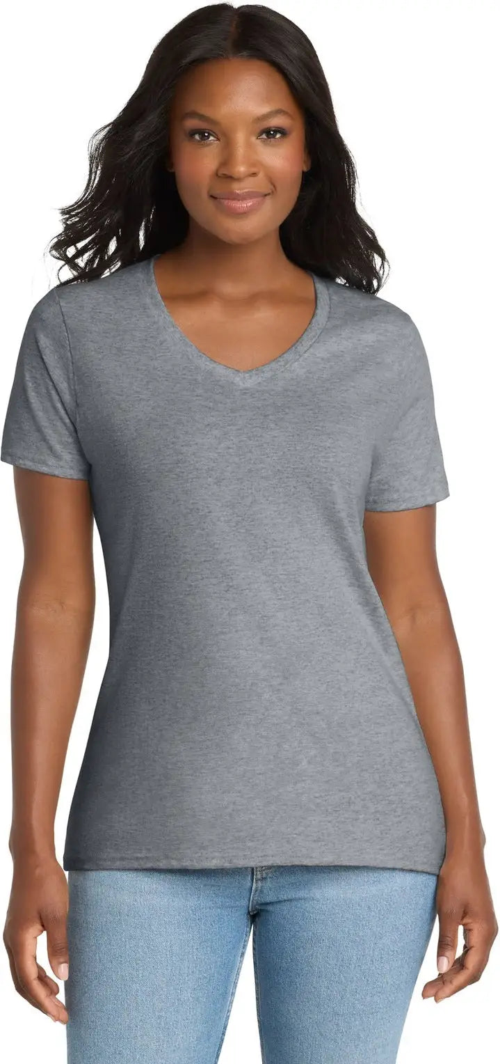 Port & Company Lpc54v co Women’s Core Cotton V-neck Tee - Athletic Heather