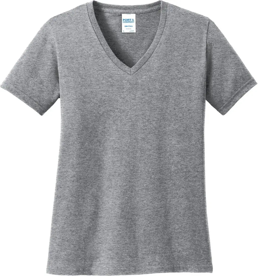 Port & Company Lpc54v co Women’s Core Cotton V-neck Tee - Athletic Heather - Ladies Xs