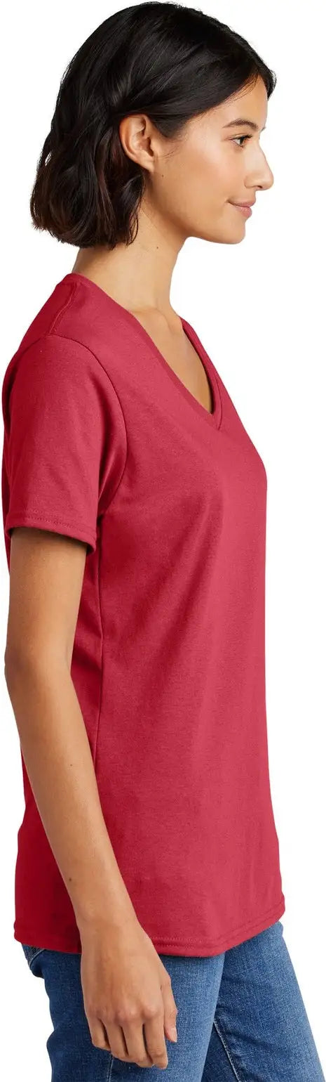 Port & Company Lpc54v co Women’s Core Cotton V-neck Tee - Coral