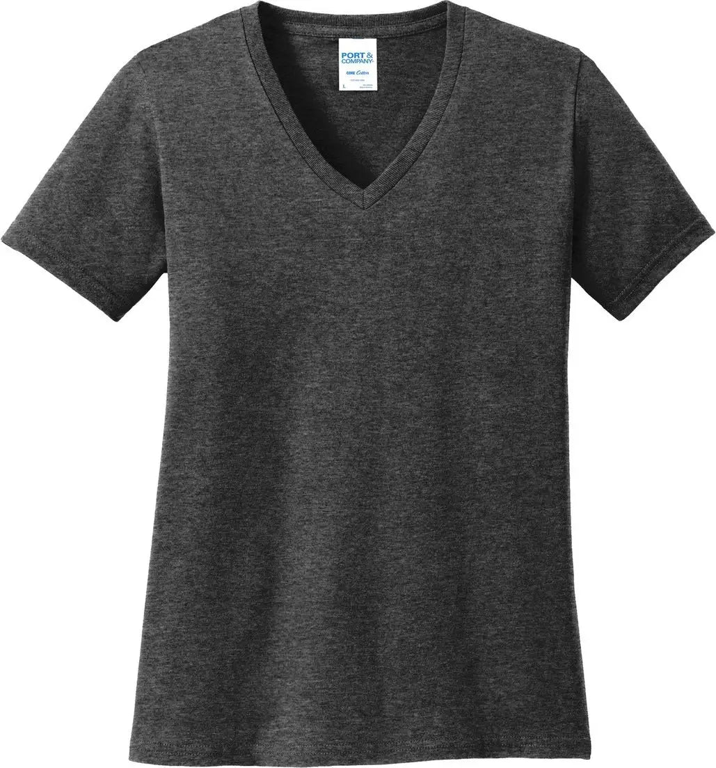 Port & Company Lpc54v co Women’s Core Cotton V-neck Tee - Dark Heather Gray - Ladies Xs